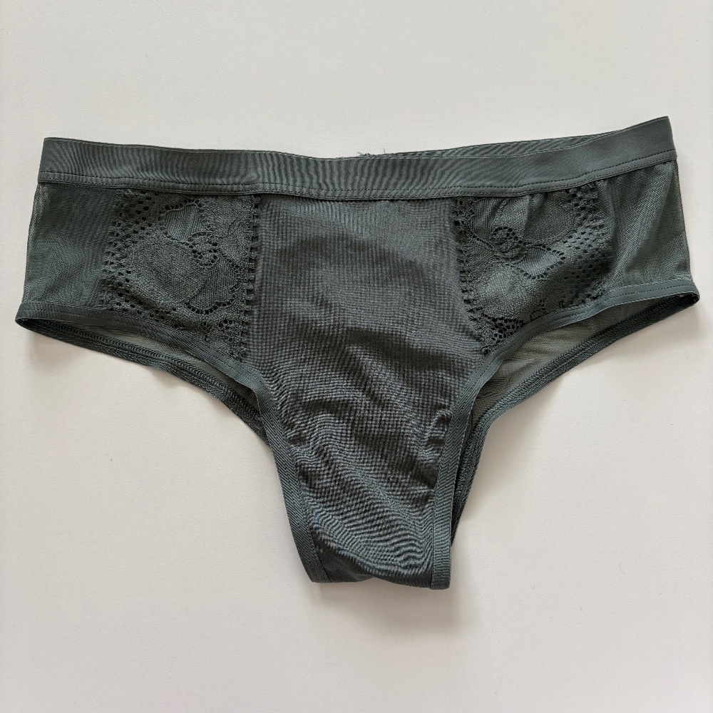 Aerie Olive Green Cheeky Boy Short Lace Panties